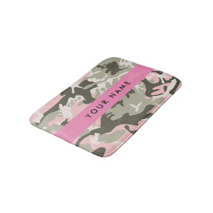 Pink and Green Camouflage Your name Personalise Bath Mat