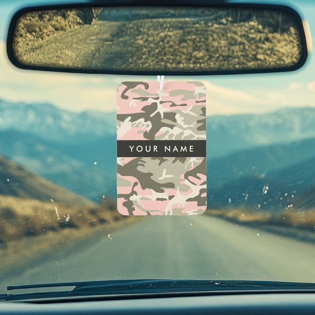 Pink and Green Camouflage Your name Personalise Car Air Freshener (Creator Uploaded)