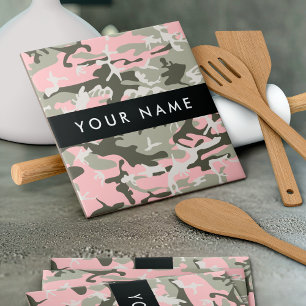 Pink and Green Camouflage Your name Personalise Ceramic Tile