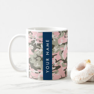 Pink and Green Camouflage Your name Personalise Coffee Mug