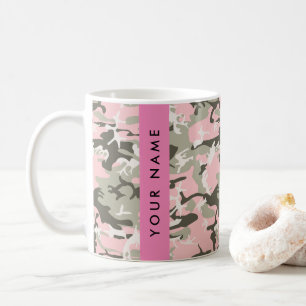 Pink and Green Camouflage Your name Personalise Coffee Mug