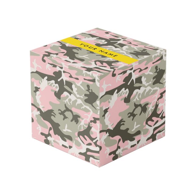 Pink and Green Camouflage Your name Personalise Cube (Front Angled)
