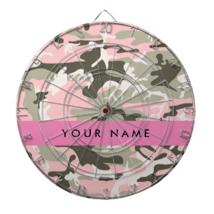 Pink and Green Camouflage Your name Personalise Dartboard