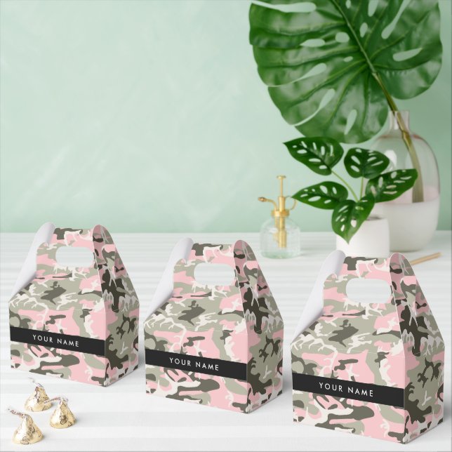Pink and Green Camouflage Your name Personalise Favour Box (Multiple)