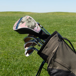 Pink and Green Camouflage Your name Personalise Golf Head Cover