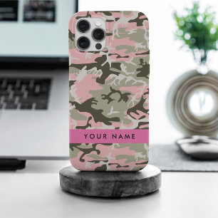 Pink and Green Camouflage Your name Personalise iPhone 15 Pro Max Case