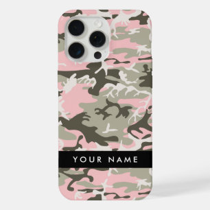 Pink and Green Camouflage Your name Personalise iPhone 15 Pro Max Case