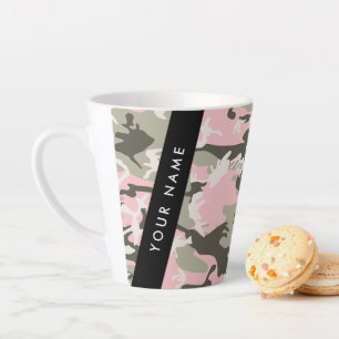 Pink and Green Camouflage Your name Personalise Latte Mug