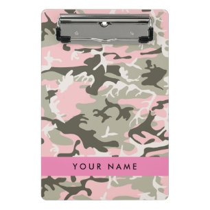 Pink and Green Camouflage Your name Personalise Mini Clipboard