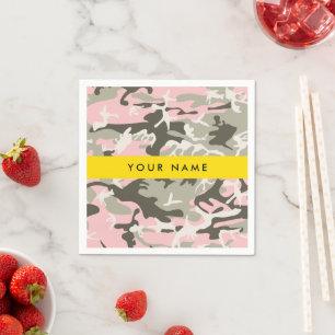 Pink and Green Camouflage Your name Personalise Napkin