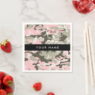 Pink and Green Camouflage Your name Personalise Napkin