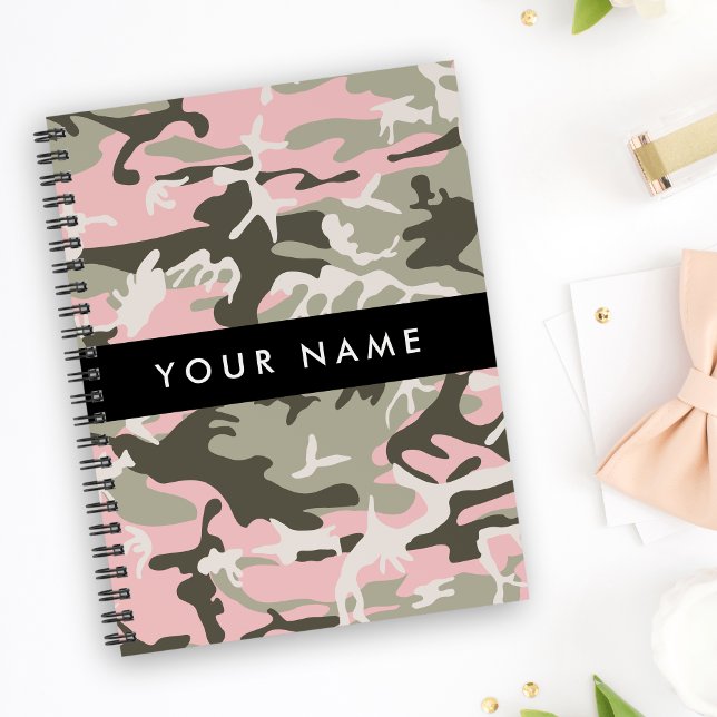 Pink and Green Camouflage Your name Personalise Notebook (Creator Uploaded)