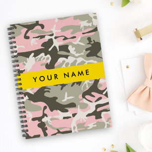 Pink and Green Camouflage Your name Personalise Notebook