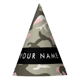Pink and Green Camouflage Your name Personalise Party Hat