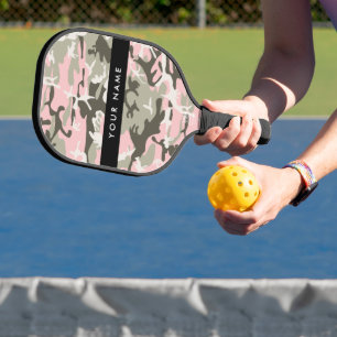 Pink and Green Camouflage Your name Personalise Pickleball Paddle
