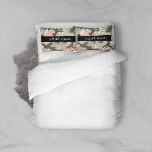Pink and Green Camouflage Your name Personalise Pillowcase