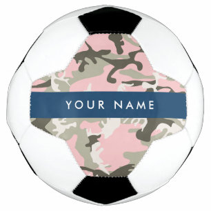 Pink and Green Camouflage Your name Personalise Soccer Ball