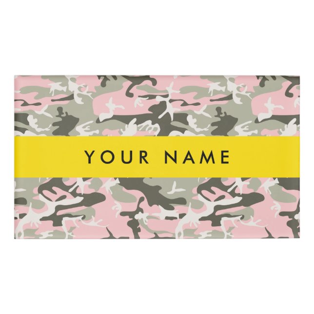 Pink and Green Camouflage Your name Personalise Tag (Front)