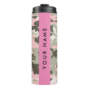 Pink and Green Camouflage Your name Personalise Thermal Tumbler