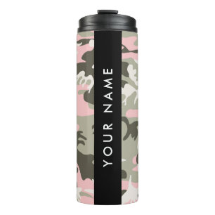 Pink and Green Camouflage Your name Personalise Thermal Tumbler