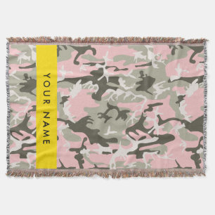 Pink and Green Camouflage Your name Personalise Throw Blanket