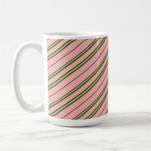 Pink and Green Candy Cane Stripes  Coffee Mug
