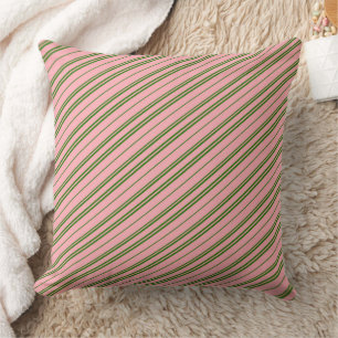 Pink and Green Candy Cane Stripes Cushion