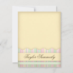 Pink and Green Candy Striped Note Card
