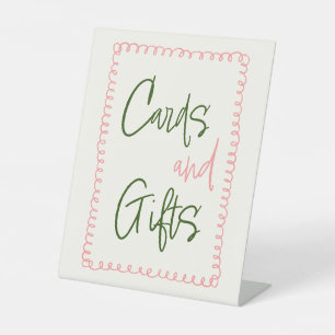 Pink and Green Cards And Gifts Table Sign