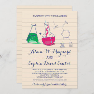 Pink and Green Chemistry Wedding Invitations