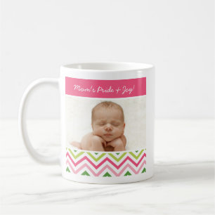 Pink and Green Chevron Photo Mug