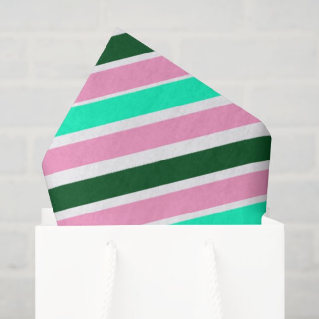 Pink and Green Christmas Candy Stripes  Tissue Paper (Gift Bag)
