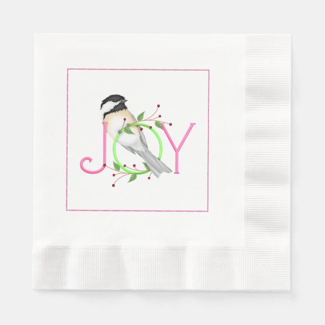 Pink and Green Christmas Paper Napkins (Front)