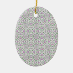 Pink and Green Christmas Rosettes Ceramic Tree Decoration