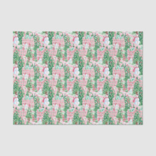 Pink and Green Christmas Snowman Village Tissue Paper