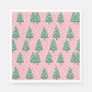 Pink and Green Christmas Tree Napkin