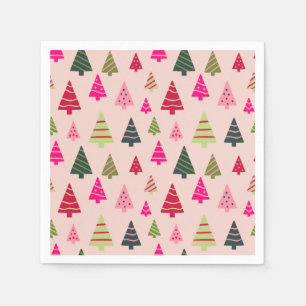 Pink and Green Christmas Trees Napkin