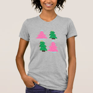 Pink and Green Christmas Trees T-Shirt