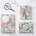 Pink and Green Christmas Trees Wrapping Paper Sheet<br><div class="desc">PreppyPrint.com - Celebrate Christmas in style! Add your personalised touch to this wrapping paper. Transfer this design onto the products of your choice too! Please visit my designer store,  PreppyPrint.com,  for coordinating items. Wrapping paper rolls in these prints are available at: https://www.zazzle.com/collections/preppy_pink_christmas-119101474487438166?rf=238643910833955673</div>