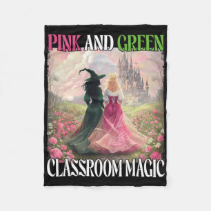 Pink And Green Clroom Magic Witch Halloween Teache Fleece Blanket