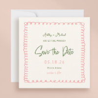 Pink and Green Colourful Square Wedding
