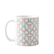 Pink and Green Coquette Bow Vines Glossy Mug