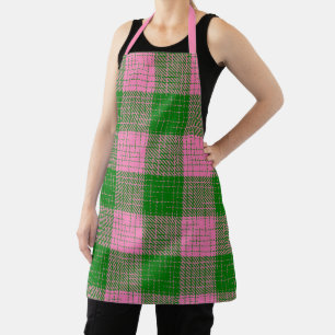 Pink and Green Crosshatch Chequered Pattern Apron