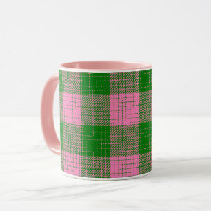 Pink and Green Crosshatch Chequered Pattern Mug