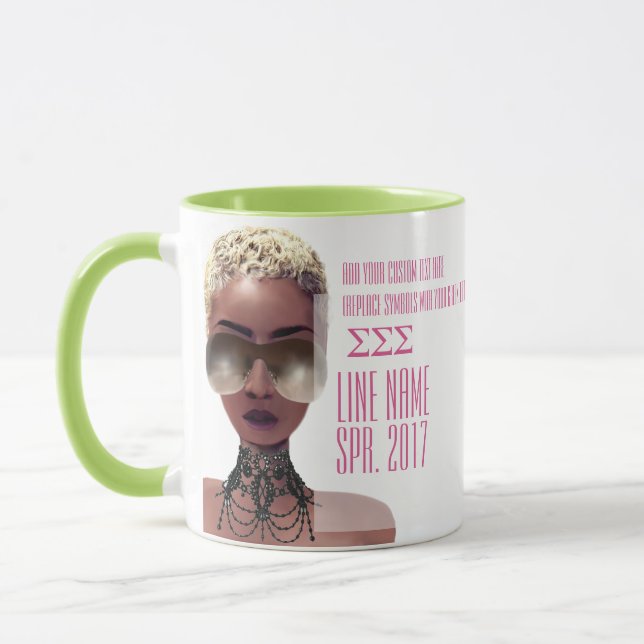 Pink and Green Custom Greek Sorority Gift Mug (Left)