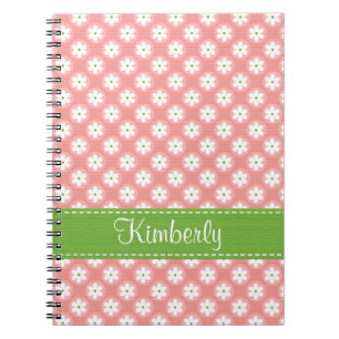 Pink and Green Daisy Spiral Notebook Journal