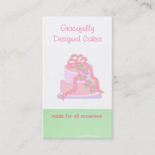 Pink and Green Designer Cake Business Card