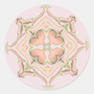 Pink and Green Diamond and Hearts Kaleidoscope Classic Round Sticker