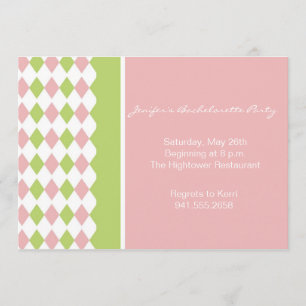 Pink and Green Diamond Invitation