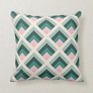 Pink And Green Diamond Pattern Cushion